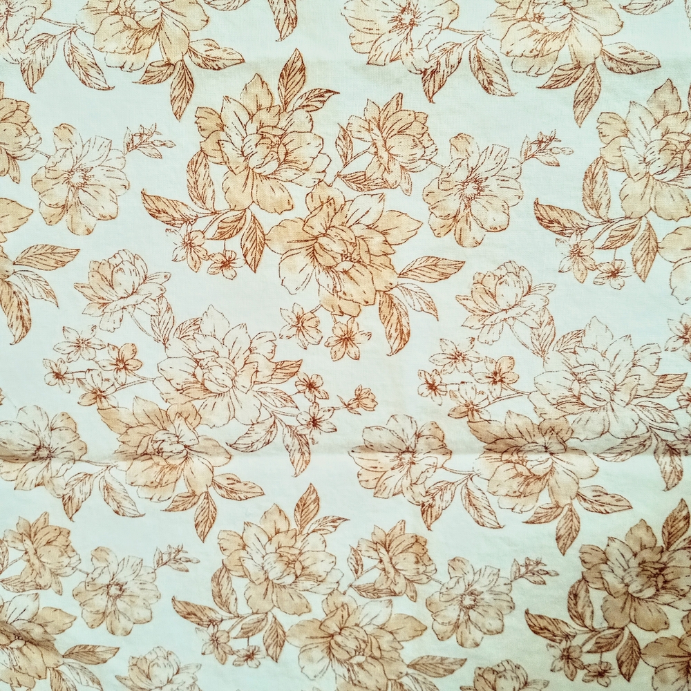 2 Remnants Floral Fall Patterned Fabric Brown